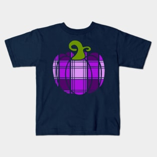 Violet Plaid Pumpkin Kids T-Shirt